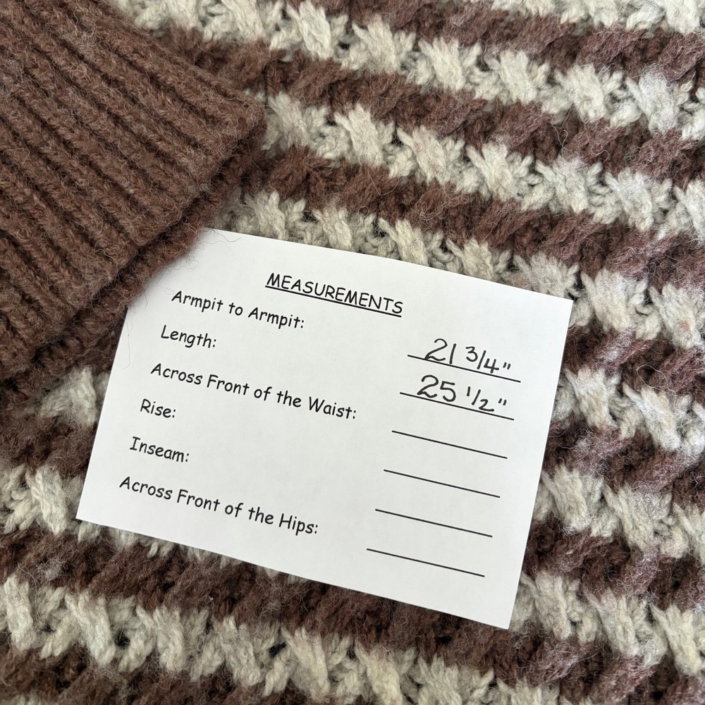 ZARA Wool Chunky Knit Oversized Sweater Brown Grey Stripes Pullover Knit Small - Picture 16 of 16